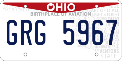 OH license plate GRG5967