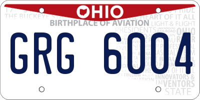 OH license plate GRG6004