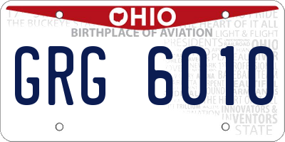 OH license plate GRG6010