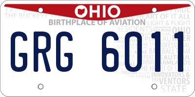 OH license plate GRG6011
