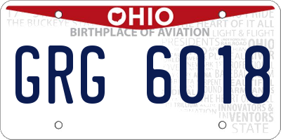 OH license plate GRG6018