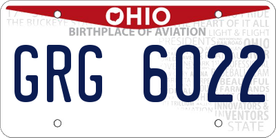 OH license plate GRG6022