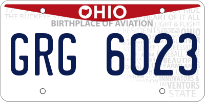 OH license plate GRG6023