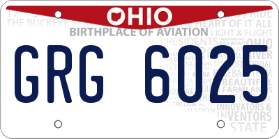OH license plate GRG6025