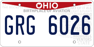 OH license plate GRG6026