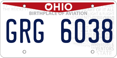 OH license plate GRG6038