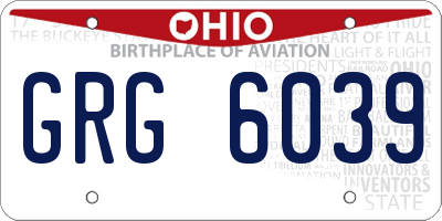 OH license plate GRG6039