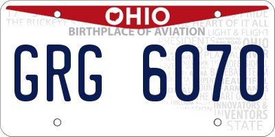 OH license plate GRG6070
