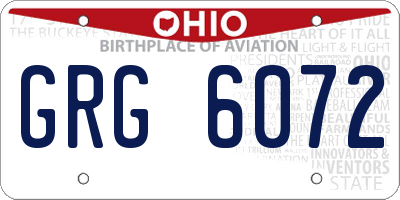 OH license plate GRG6072