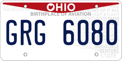 OH license plate GRG6080