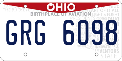 OH license plate GRG6098
