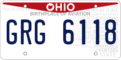 OH license plate GRG6118