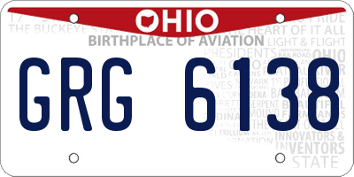 OH license plate GRG6138