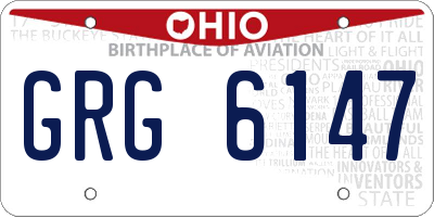 OH license plate GRG6147