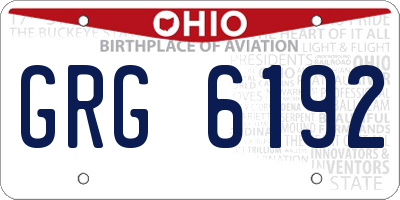 OH license plate GRG6192