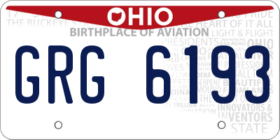 OH license plate GRG6193