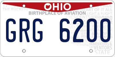 OH license plate GRG6200