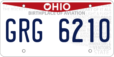 OH license plate GRG6210