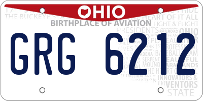 OH license plate GRG6212