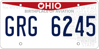 OH license plate GRG6245