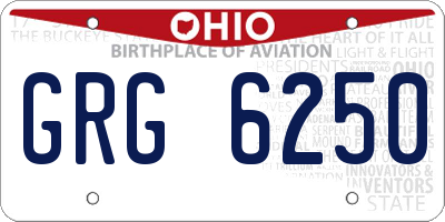 OH license plate GRG6250