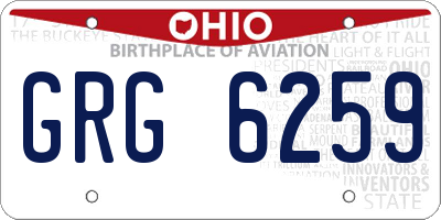 OH license plate GRG6259