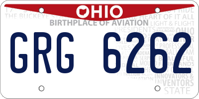 OH license plate GRG6262
