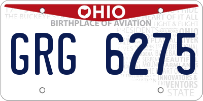 OH license plate GRG6275