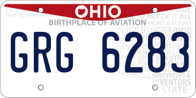 OH license plate GRG6283