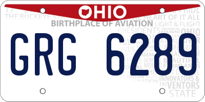 OH license plate GRG6289