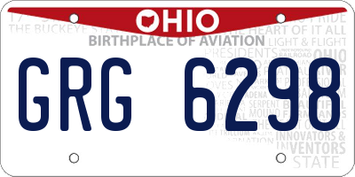 OH license plate GRG6298