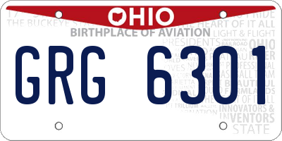 OH license plate GRG6301