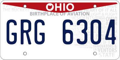 OH license plate GRG6304