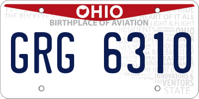 OH license plate GRG6310