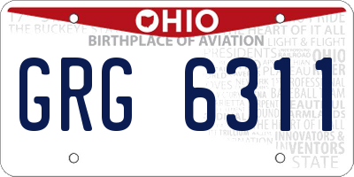 OH license plate GRG6311