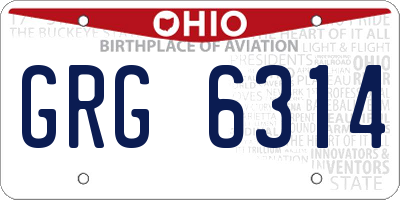 OH license plate GRG6314
