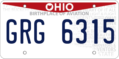 OH license plate GRG6315