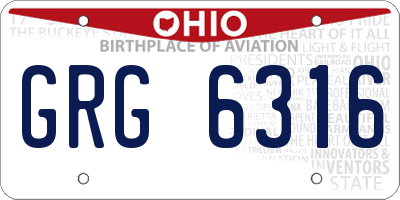 OH license plate GRG6316