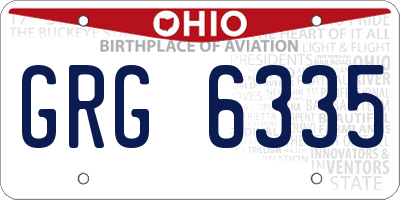 OH license plate GRG6335