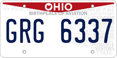 OH license plate GRG6337