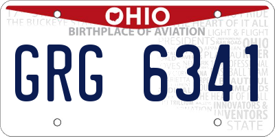 OH license plate GRG6341