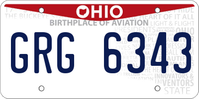 OH license plate GRG6343
