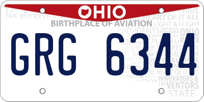 OH license plate GRG6344