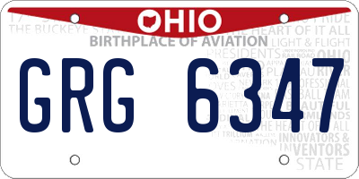 OH license plate GRG6347