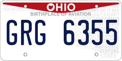 OH license plate GRG6355