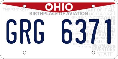 OH license plate GRG6371