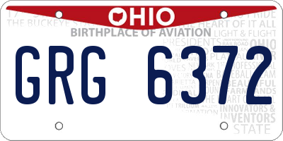 OH license plate GRG6372