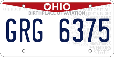 OH license plate GRG6375