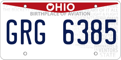 OH license plate GRG6385