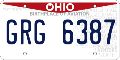 OH license plate GRG6387